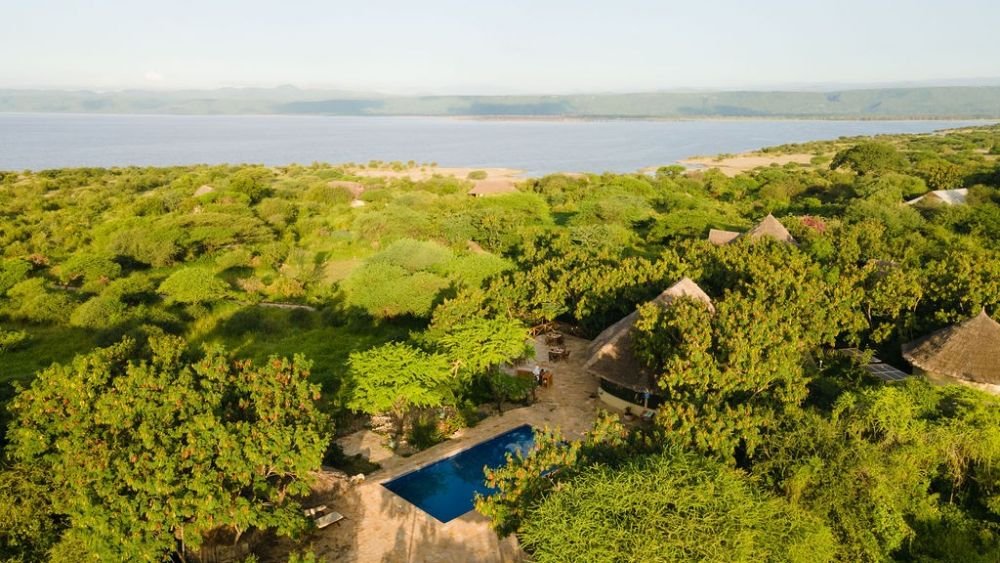 Lodge sur les bords du lac Manyara