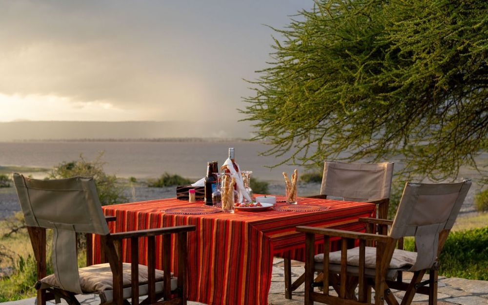 Lodge sur les bords du lac Manyara